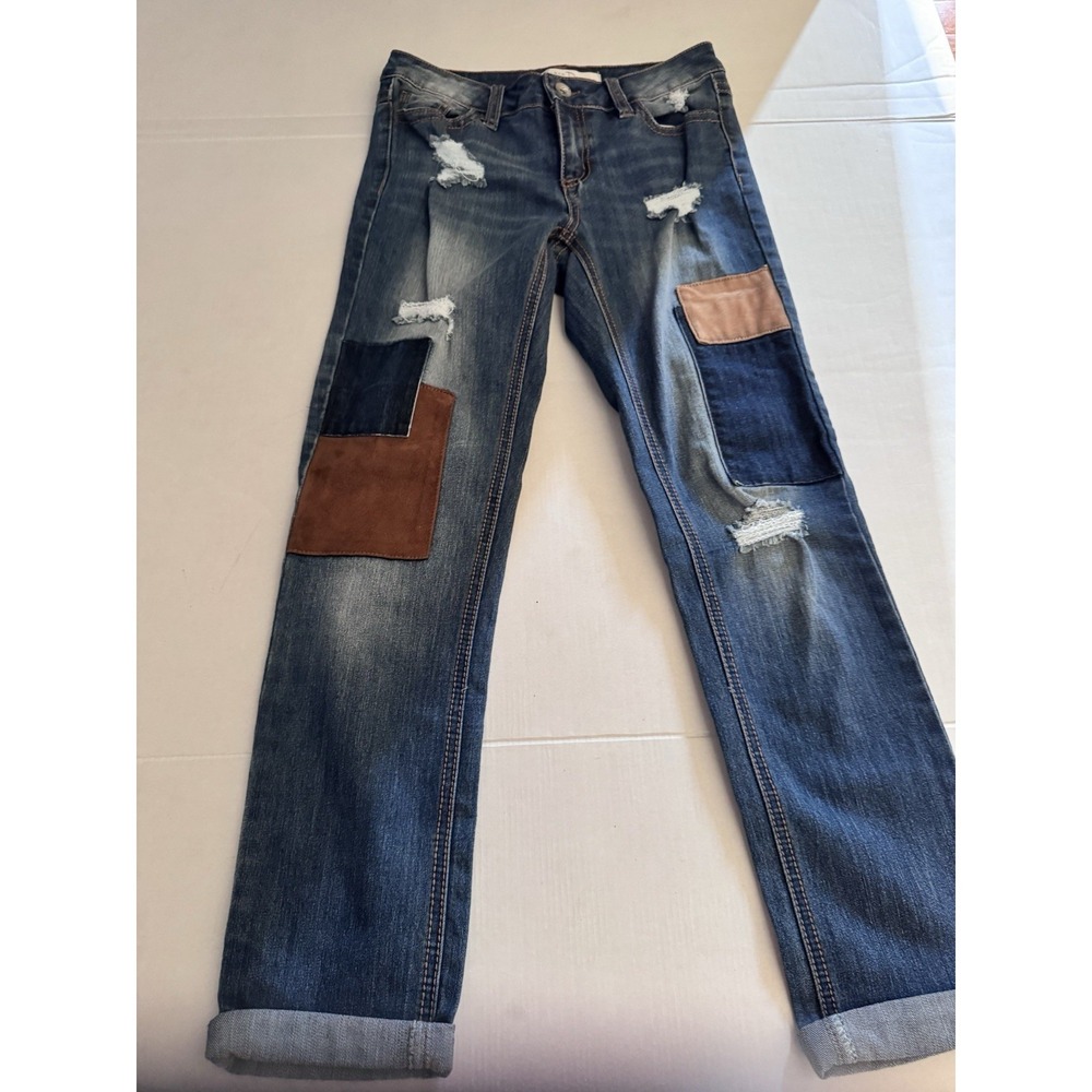 EST 1946 Denim Patchwork Distressed Jeans Women's Size 2 Bohemian Inspired